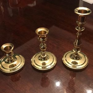 Gorgeous set of 3 Baldwin brass candlesticks